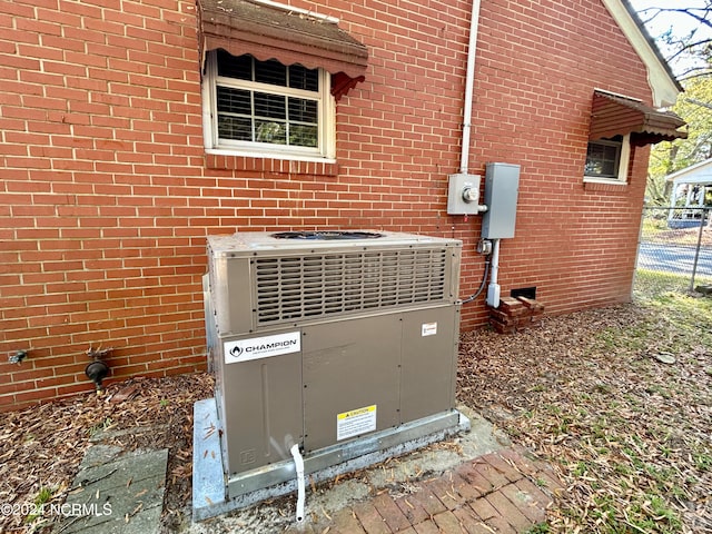 exterior details featuring central air condition unit and a skylight