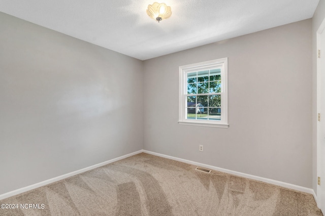 carpeted spare room with a textured ceiling