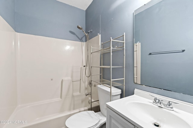 full bathroom with vanity, toilet, and shower / tub combination