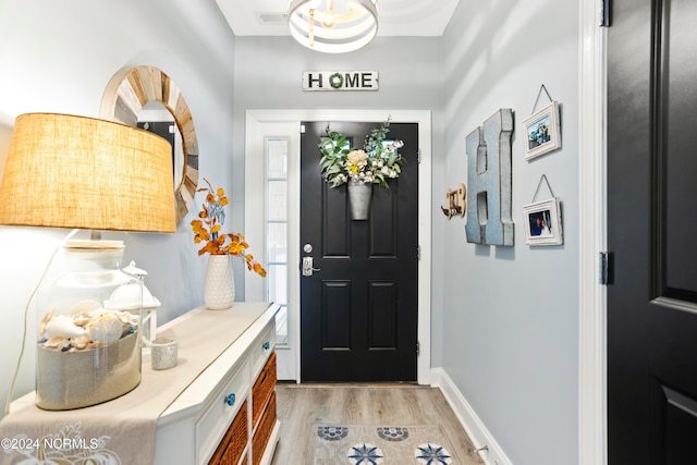 foyer featuring light hardwood / wood-style floors