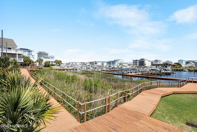 view of dock featuring a water view