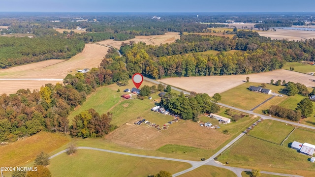 aerial view featuring a rural view