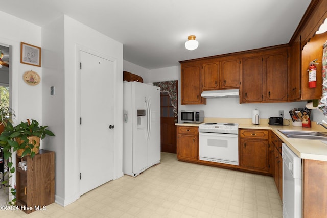 kitchen featuring sink and white appliances