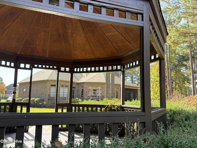 deck featuring a gazebo