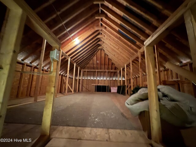 view of unfinished attic