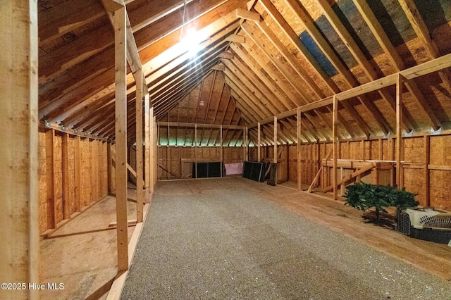 view of unfinished attic