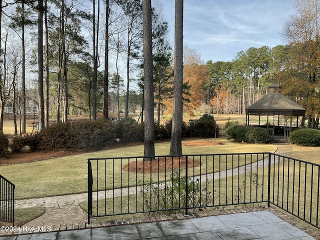 view of patio featuring a gazebo