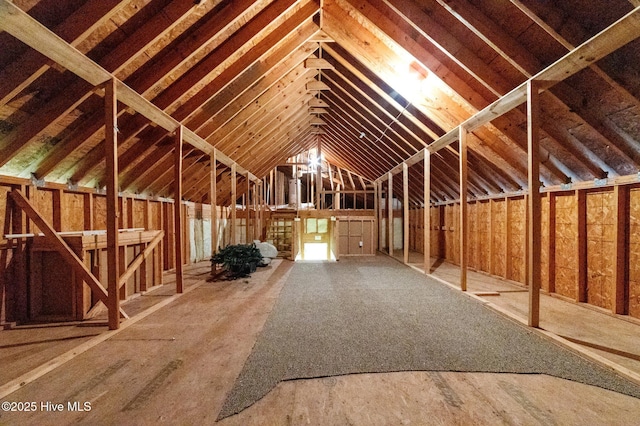 view of unfinished attic