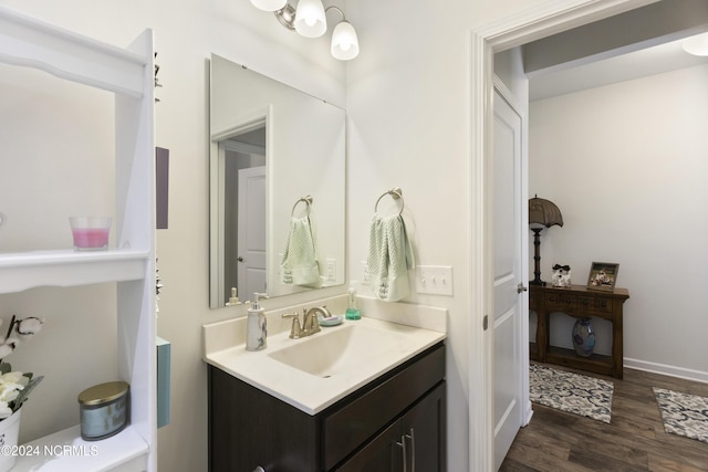 bathroom featuring wood finished floors and vanity