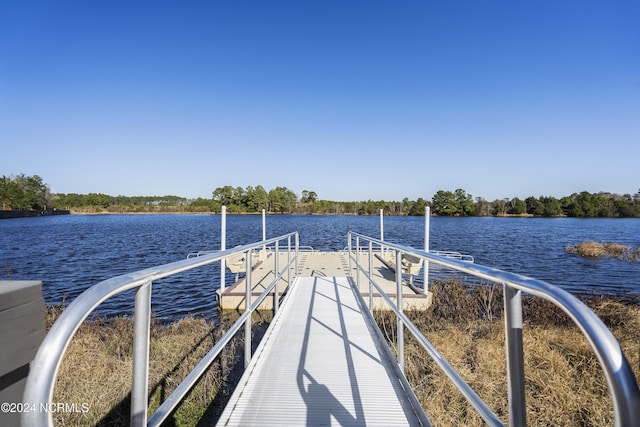 dock area featuring a water view