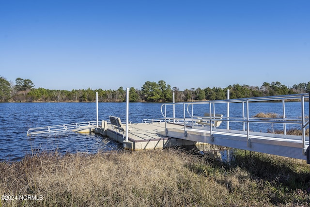 view of dock featuring a water view