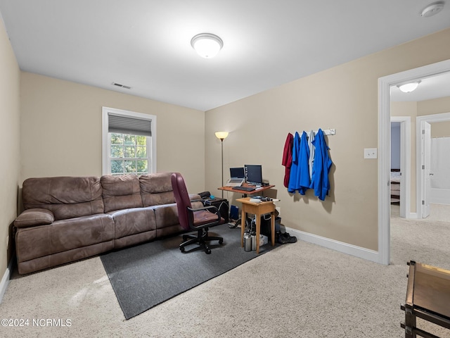 office area featuring carpet flooring