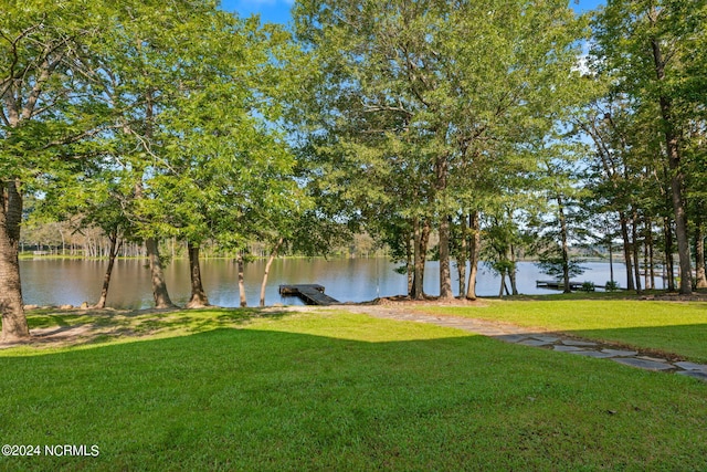 property view of water with a boat dock