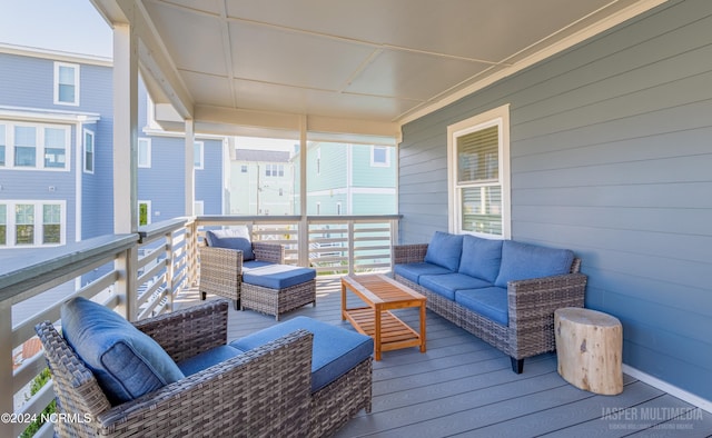 deck featuring an outdoor living space