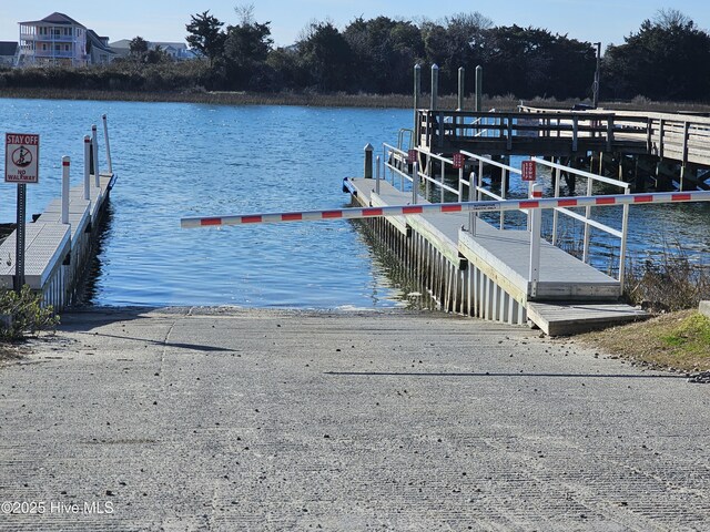 view of dock featuring a water view