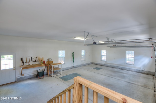 garage with a garage door opener