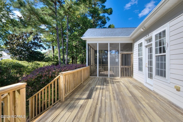 deck featuring a sunroom