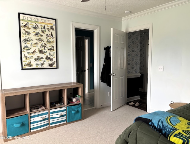 117 Buds Ln, Cedar Point, NC 28584 - carpeted bedroom with ornamental molding and a textured ceiling