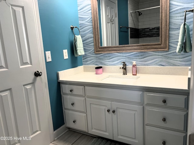 117 Buds Ln, Cedar Point, NC 28584 - bathroom featuring vanity and a shower