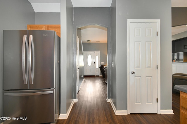 corridor featuring dark hardwood / wood-style floors