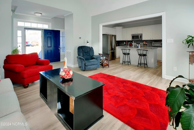 living room featuring light wood-type flooring