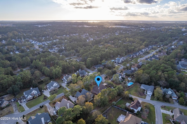 view of aerial view at dusk