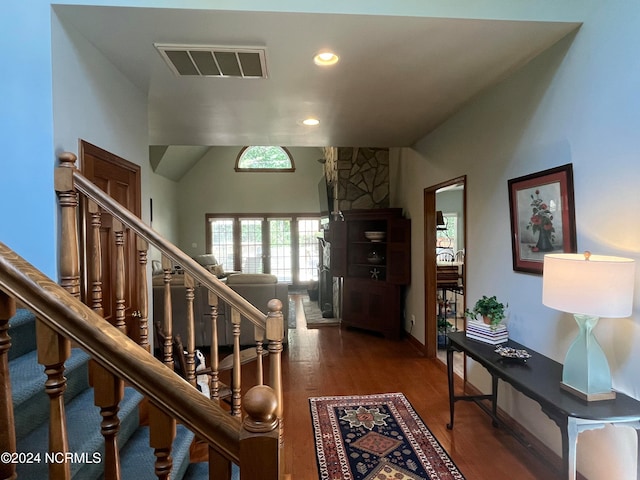 foyer featuring dark wood-type flooring