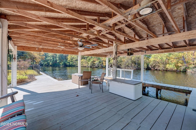 view of dock featuring a water view