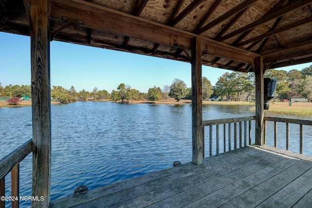 dock area featuring a water view