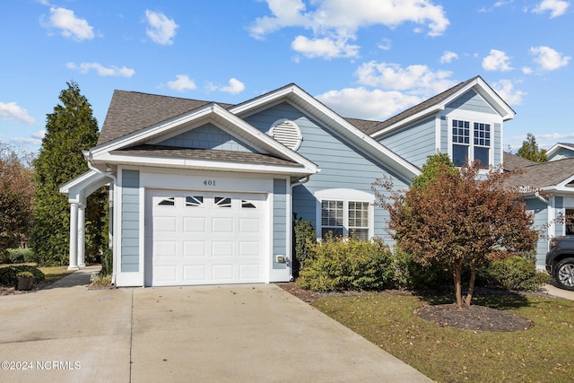 view of front of property with a garage