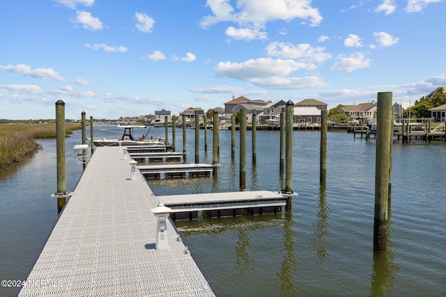 dock area featuring a water view