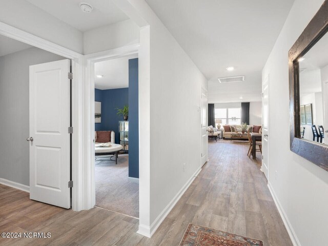 hall featuring light hardwood / wood-style floors