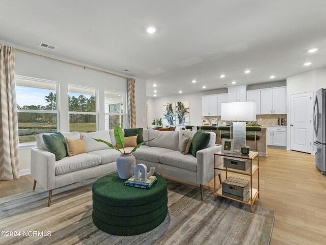 living room featuring light hardwood / wood-style flooring