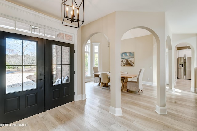 dining space with light wood-type flooring