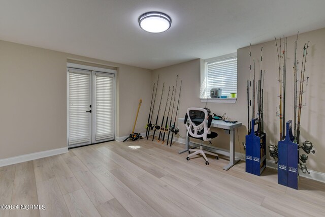 full bathroom with vanity, hardwood / wood-style flooring, combined bath / shower with glass door, and toilet