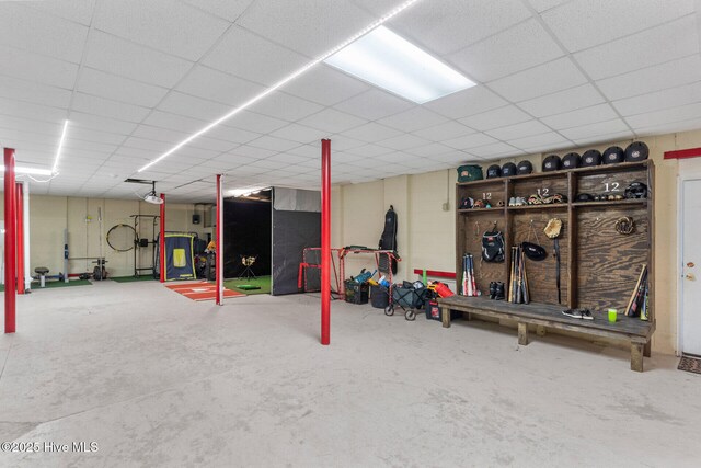 garage with a garage door opener