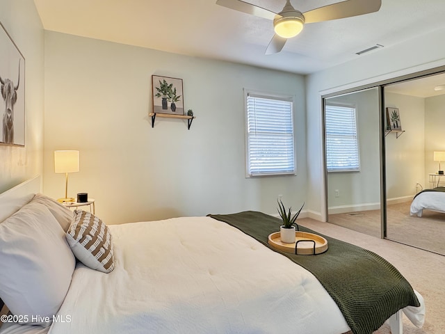 1324 Final Landing Ln, Wilmington, NC 28411 - bedroom featuring carpet flooring, a ceiling fan, and a closet