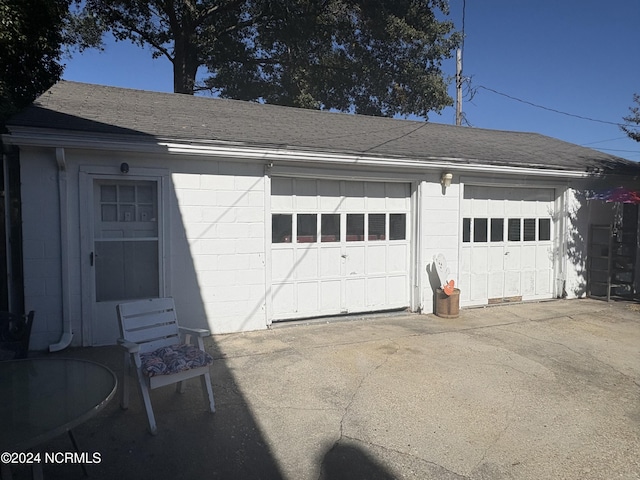 view of garage