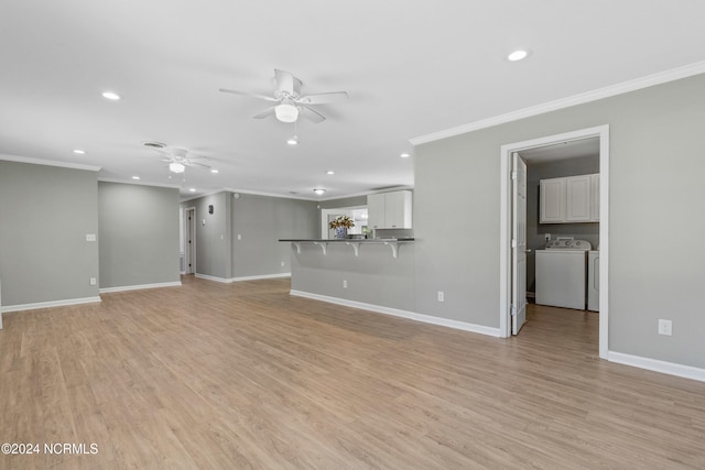 510 Millhouse Rd, Castle Hayne, NC 28429 - unfurnished living room with crown molding, a ceiling fan, and recessed lighting