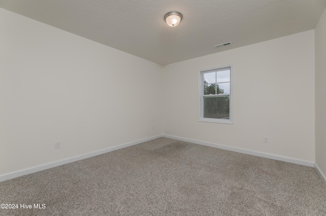 empty room with carpet and a textured ceiling