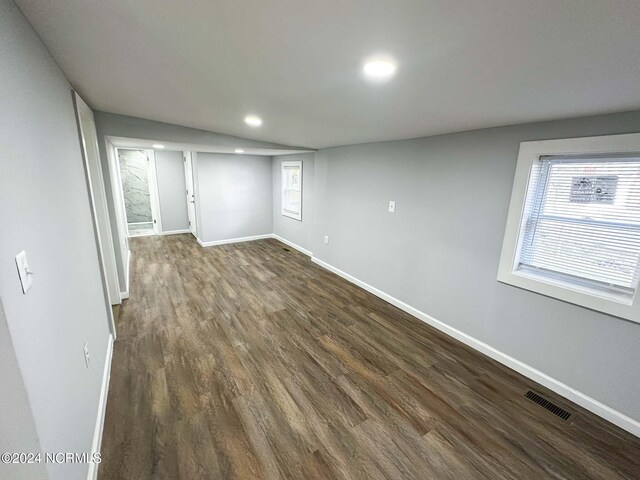 interior space with dark wood-type flooring