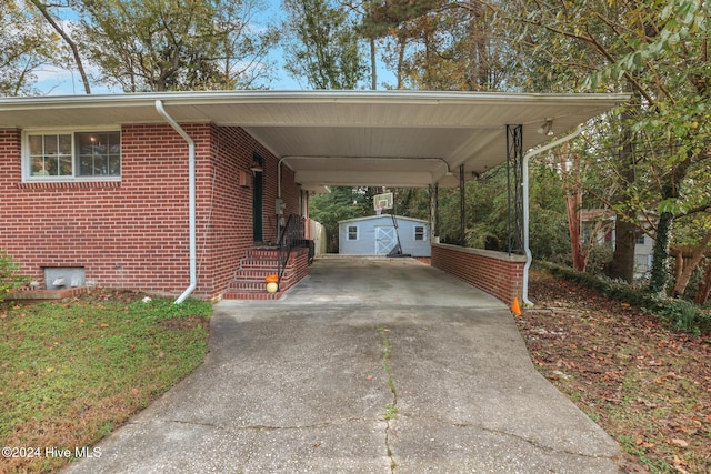 view of parking featuring a carport