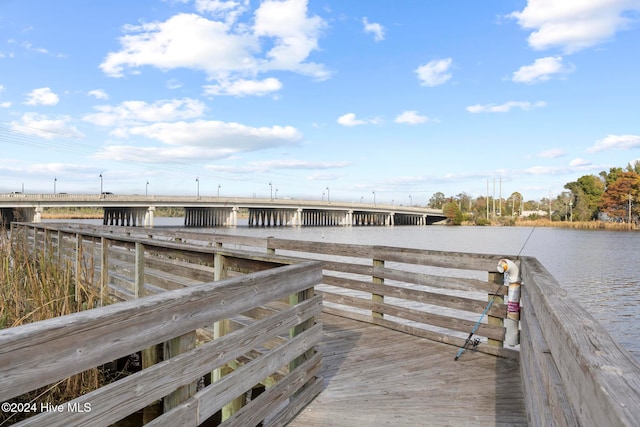 view of dock featuring a water view