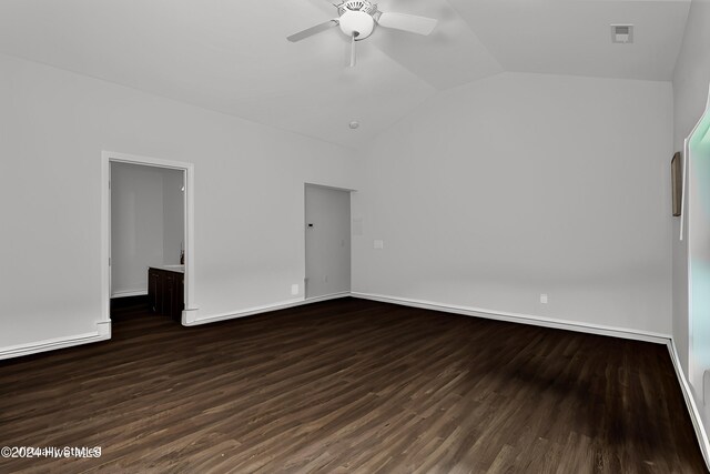 6639 Ramsey St, Fayetteville, NC 28311 - spare room featuring vaulted ceiling, ceiling fan, and wood finished floors