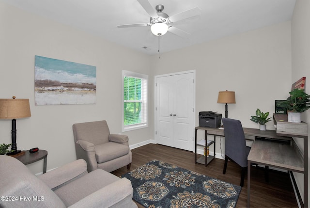 6639 Ramsey St, Fayetteville, NC 28311 - office area with wood finished floors and ceiling fan