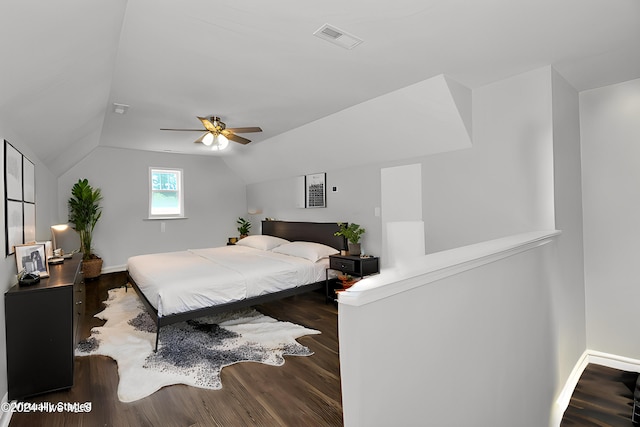 6639 Ramsey St, Fayetteville, NC 28311 - bedroom with wood finished floors, lofted ceiling, and a ceiling fan