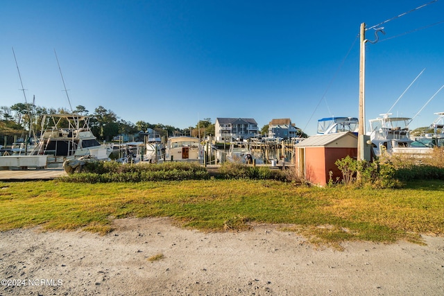 view of yard with a water view