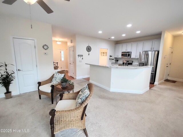 office area with light hardwood / wood-style floors