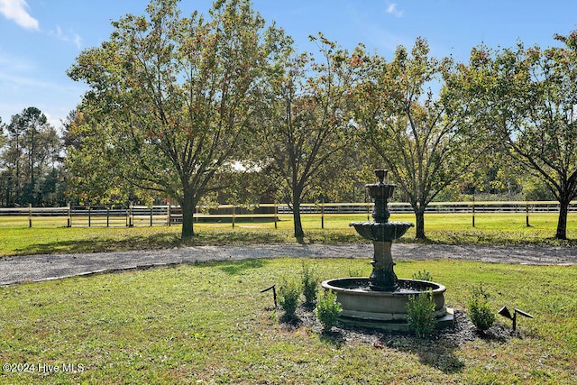 view of yard with a rural view