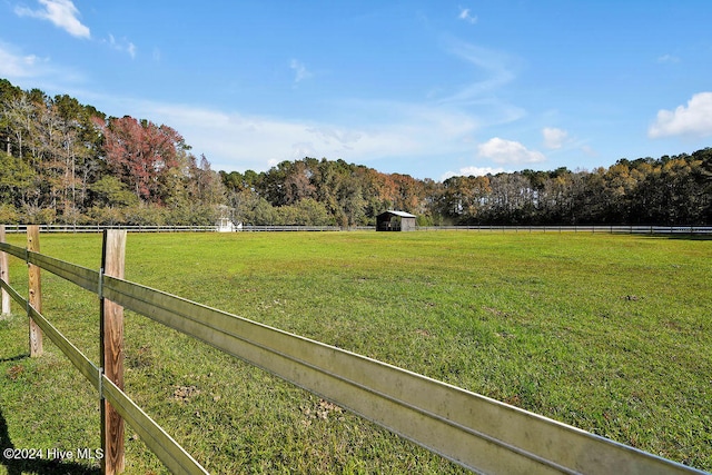 view of yard with a rural view